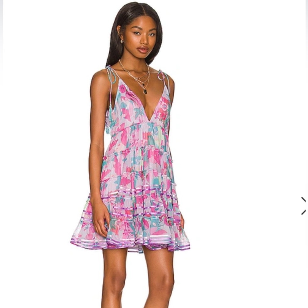 Rococo Sand Lilac Tiered Mini-Dress